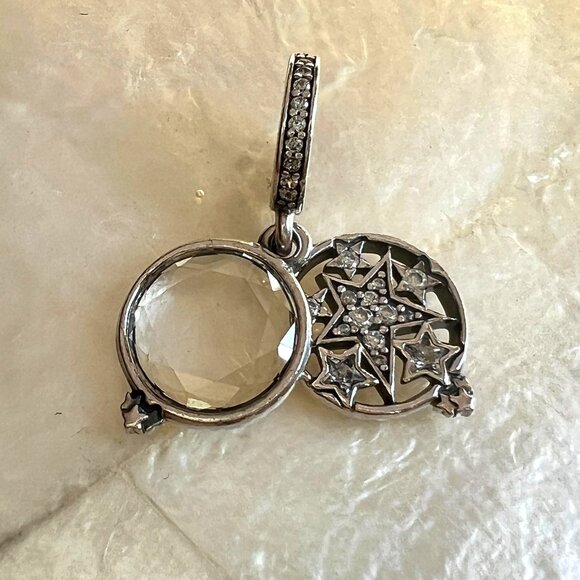 PANDORA Magnified Star Double Dangle Charm Sterling Silver Celestial - Picture 5 of 8